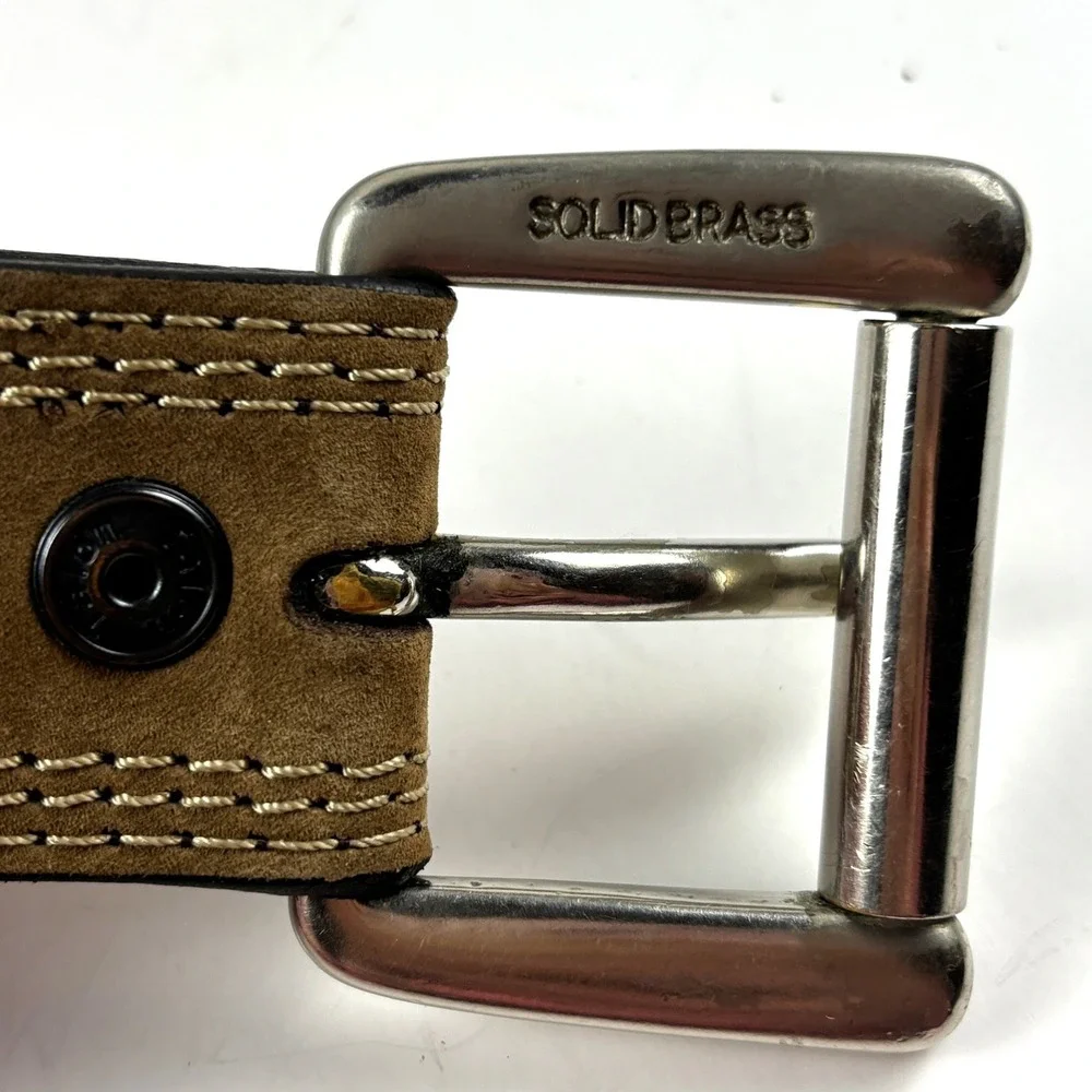 Carhartt Leather Belt Mens 34‎ Brown Triple Stitched Solid Brass Rugged Workwear